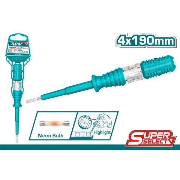 Total Δοκιμαστικό Κατσαβίδι Ίσιο 4x190mm (THT291908)